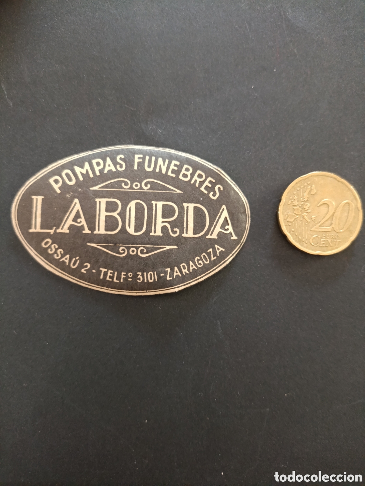 Etiquetas antiguas: POMPAS FUNEBRES LABORDA ZARAGOZA [ ETIQUETAS A&Ntilde;OS 40-50 ]