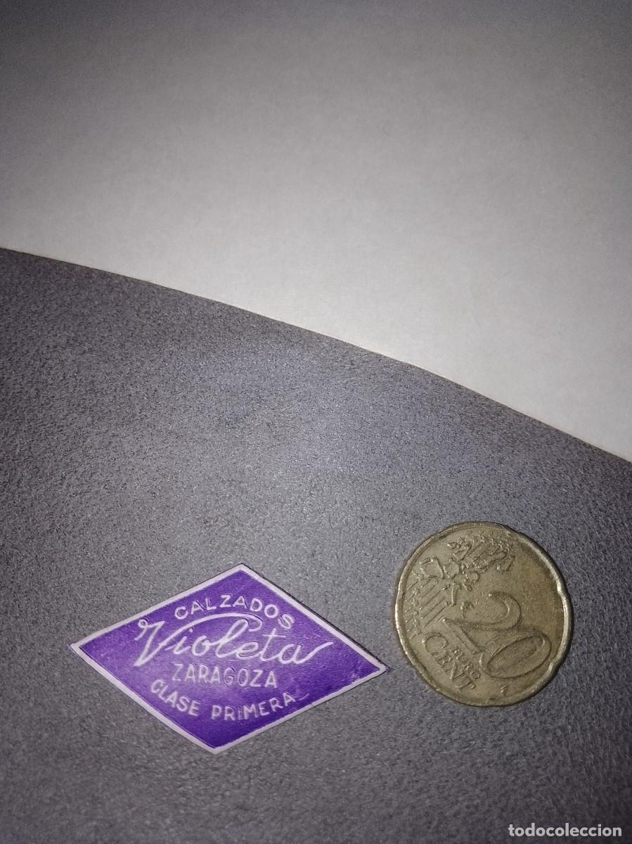 Etiquetas antiguas: Etiqueta a&ntilde;os 40 50 calzados violeta Zaragoza