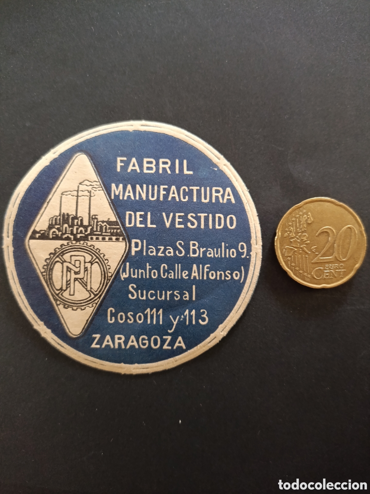Etiquetas antiguas: FABRIL MANUFACTURA DEL VESTIDO [ ZARAGOZA ETIQUETAS A&Ntilde;OS 40-50 ]