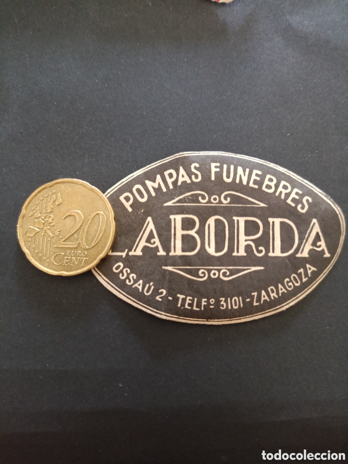 Etiquetas antiguas: POMPAS FUNEBRES LABORDA [ ZARAGOZA ETIQUETAS A&Ntilde;OS 40-50 ]