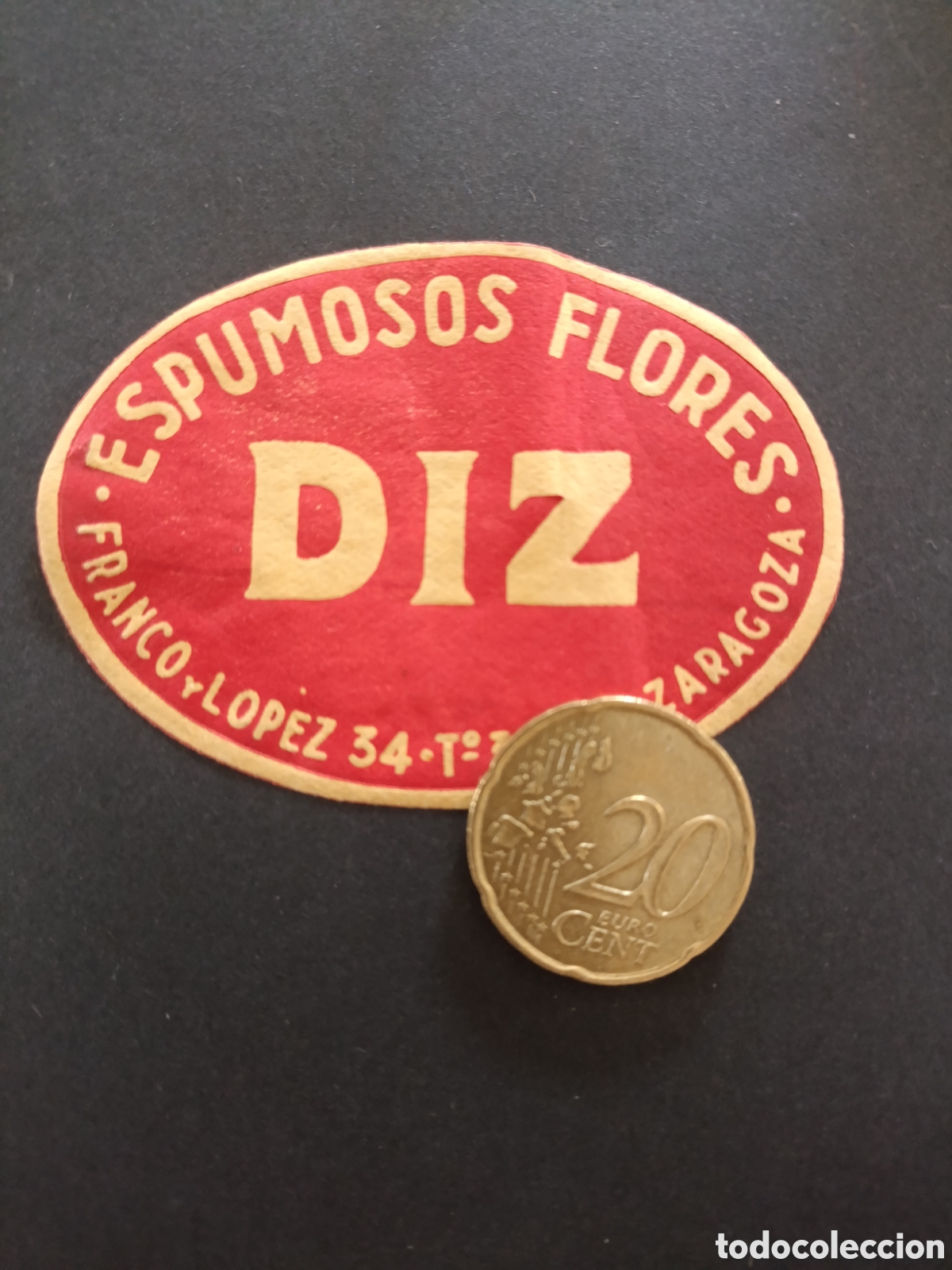 Etiquetas antiguas: ESPUMOSOS FLORES DIZ [ ZARAGOZA ETIQUETAS A&Ntilde;OS 40-50 ]