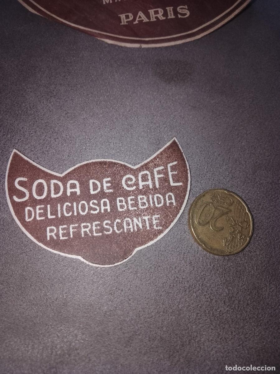 Etiquetas antiguas: Etiqueta a&ntilde;os 30 40 soda de caf&eacute; deliciosa bebida refrescante