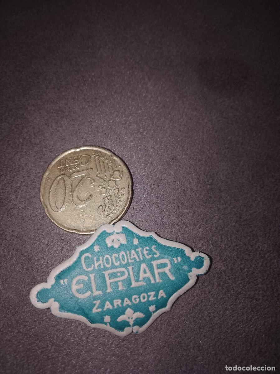 Etiquetas antiguas: Etiqueta a&ntilde;os 40 50 chocolate el pilar Zaragoza