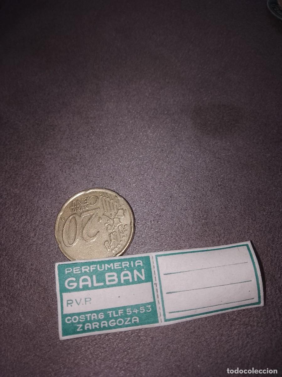Etiquetas antiguas: Etiqueta a&ntilde;os 40 50 perfumer&iacute;a galban Zaragoza