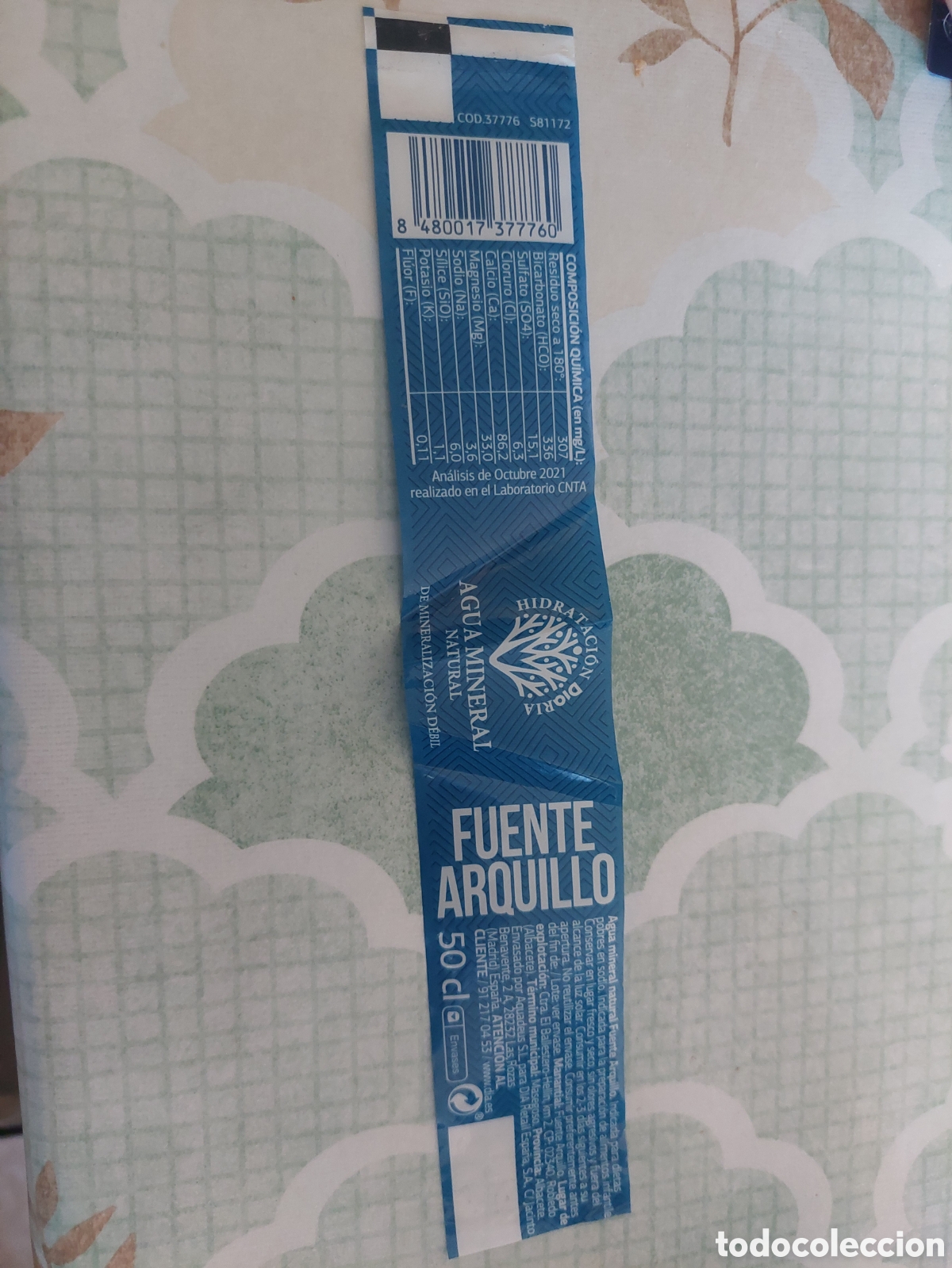 Etiquetas antiguas: ETIQUETA AGUA MINERAL NATURAL FUENTE ARQUILLO ALBACETE