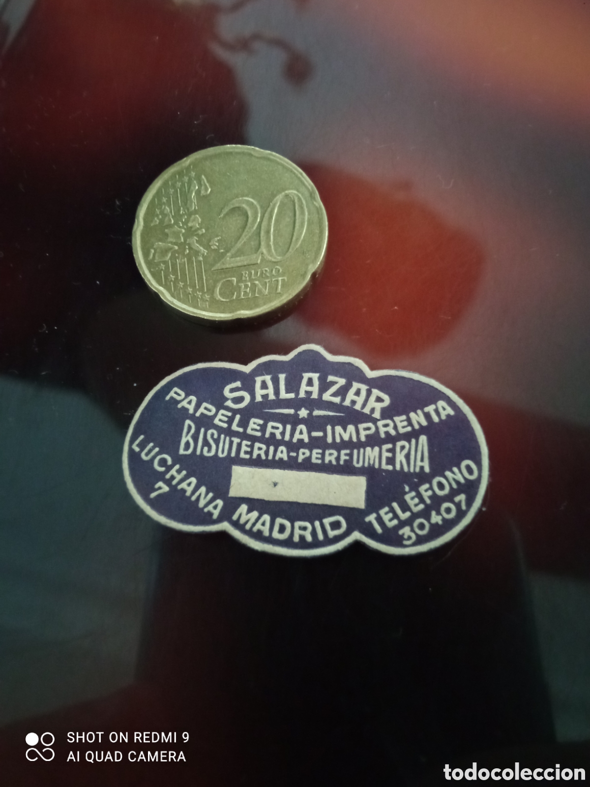 Etiquetas antiguas: Salazar papeler&iacute;a imprenta bisuter&iacute;a perfumer&iacute;a Madrid (etiqueta A&ntilde;os 50 60)