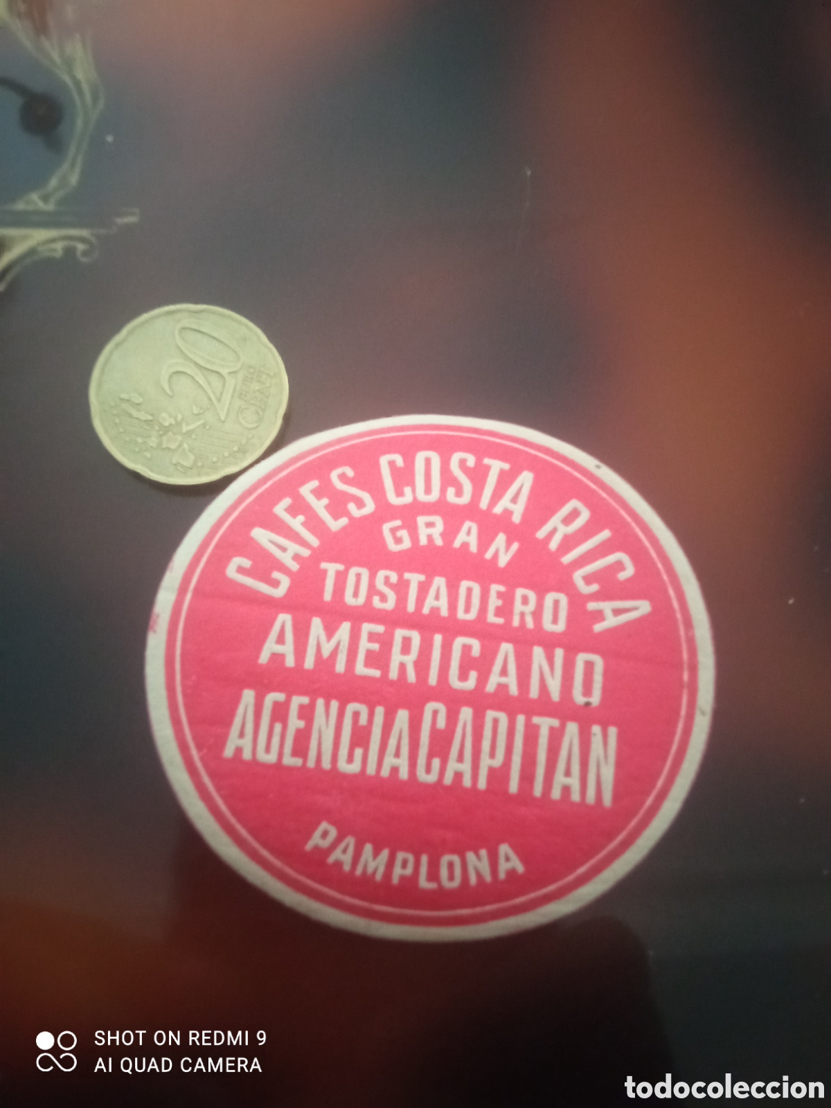Etiquetas antiguas: Caf&eacute;s Costa Rica gran tostadero americano agencia capit&aacute;n Pamplona (etiquetas a&ntilde;os 50 60)