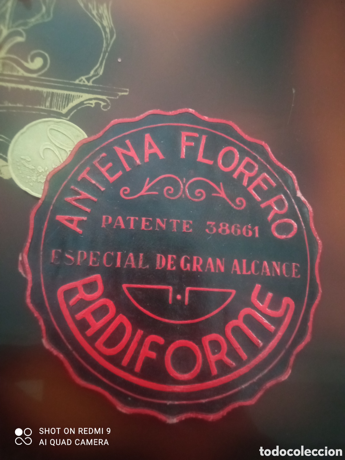 Etiquetas antiguas: Antena florero patente especial de gran alcance el radioforme(etiquetas a&ntilde;os 50 60)