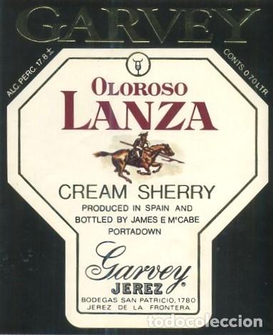 Etiquetas antiguas: ETIQUETA OLOROSO LANZA, GARVEY JEREZ DE LA FRONTERA. ET-1951