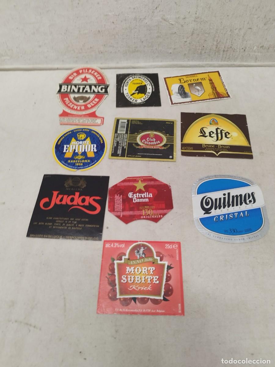 Etiquetas antiguas: Lote 10 etiquetas de cerveza. Mort Subite, Quilmes, Judas, Leffe, Moritz Epidor, Bintang.