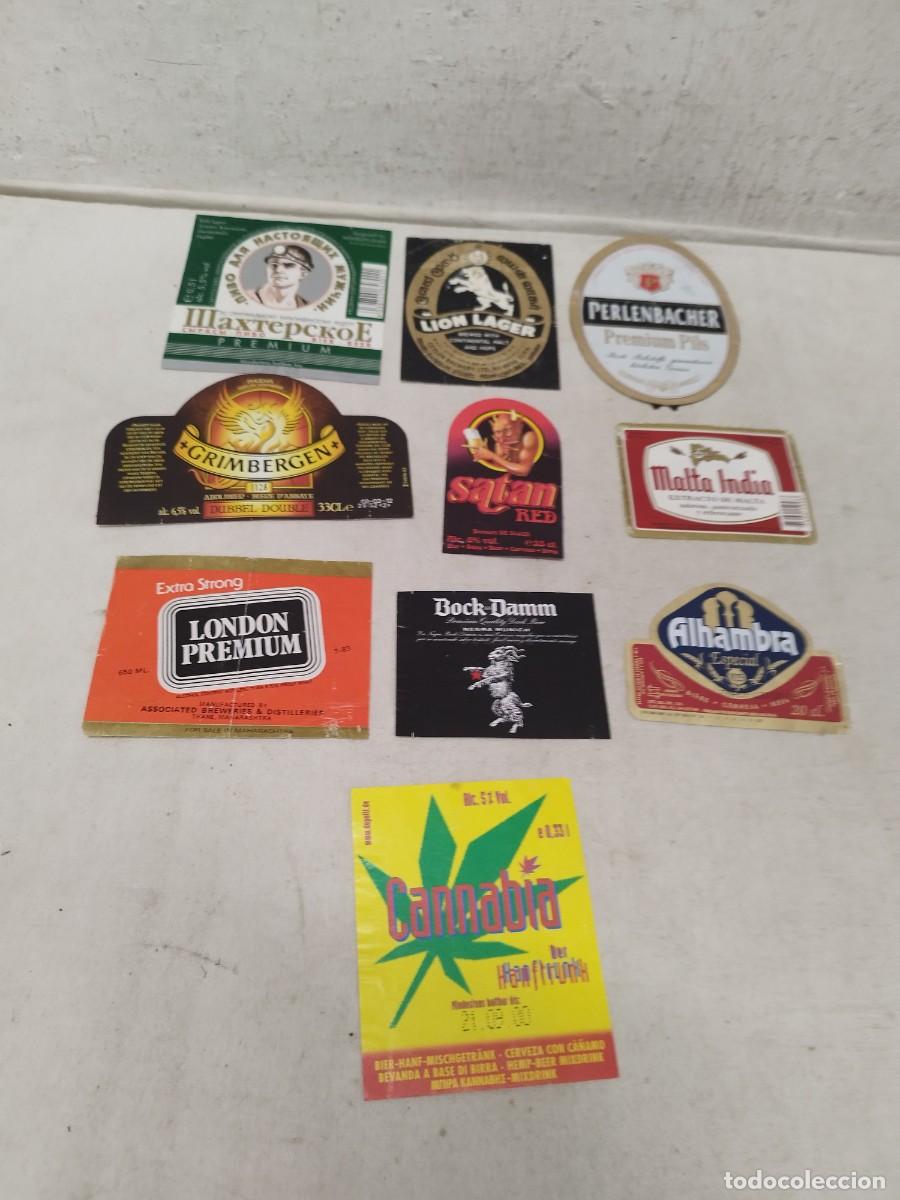 Etiquetas antiguas: Lote 10 etiquetas de cerveza. Cannabia, Alhambra, Satan Red, Malta India.