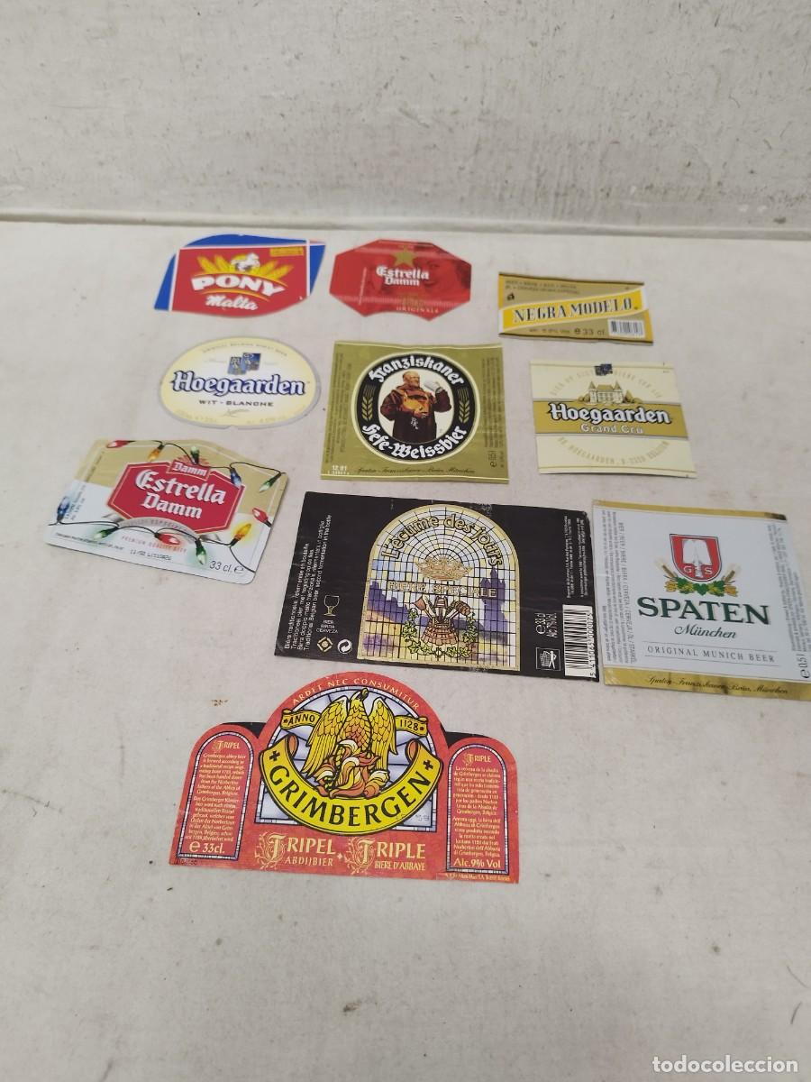 Etiquetas antiguas: Lote 10 etiquetas de cerveza. Grimbergen, Spaten, Estrella Damm, Hoegaarden, Franziskaner.