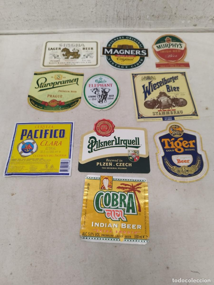 Etiquetas antiguas: Lote 10 etiquetas de cerveza. Cobra indian, Pacifico Clara, Tiger, Pilsner Urquell, Magner's, Murphy