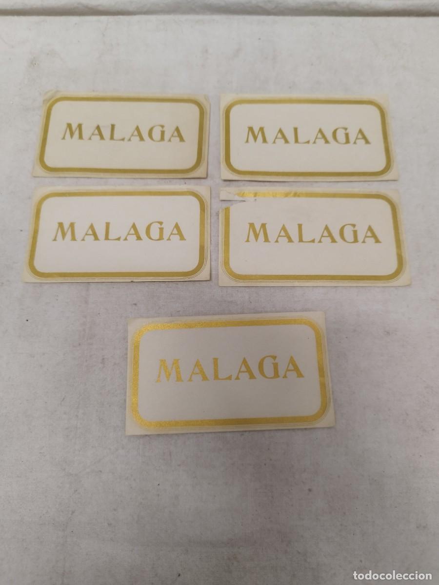 Etiquetas antiguas: 5 antiguas etiquetas de cuello de botella vino Malaga.