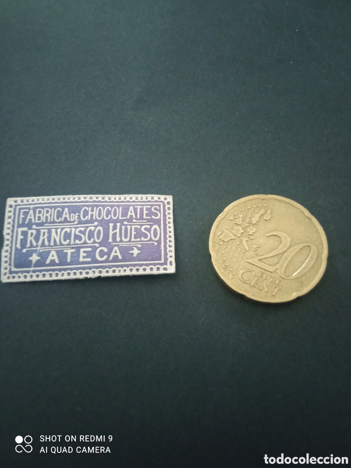 Etiquetas antiguas: Fabricante de chocolates Francisco hueso Ateca(etiquetas a&ntilde;os 50 60)