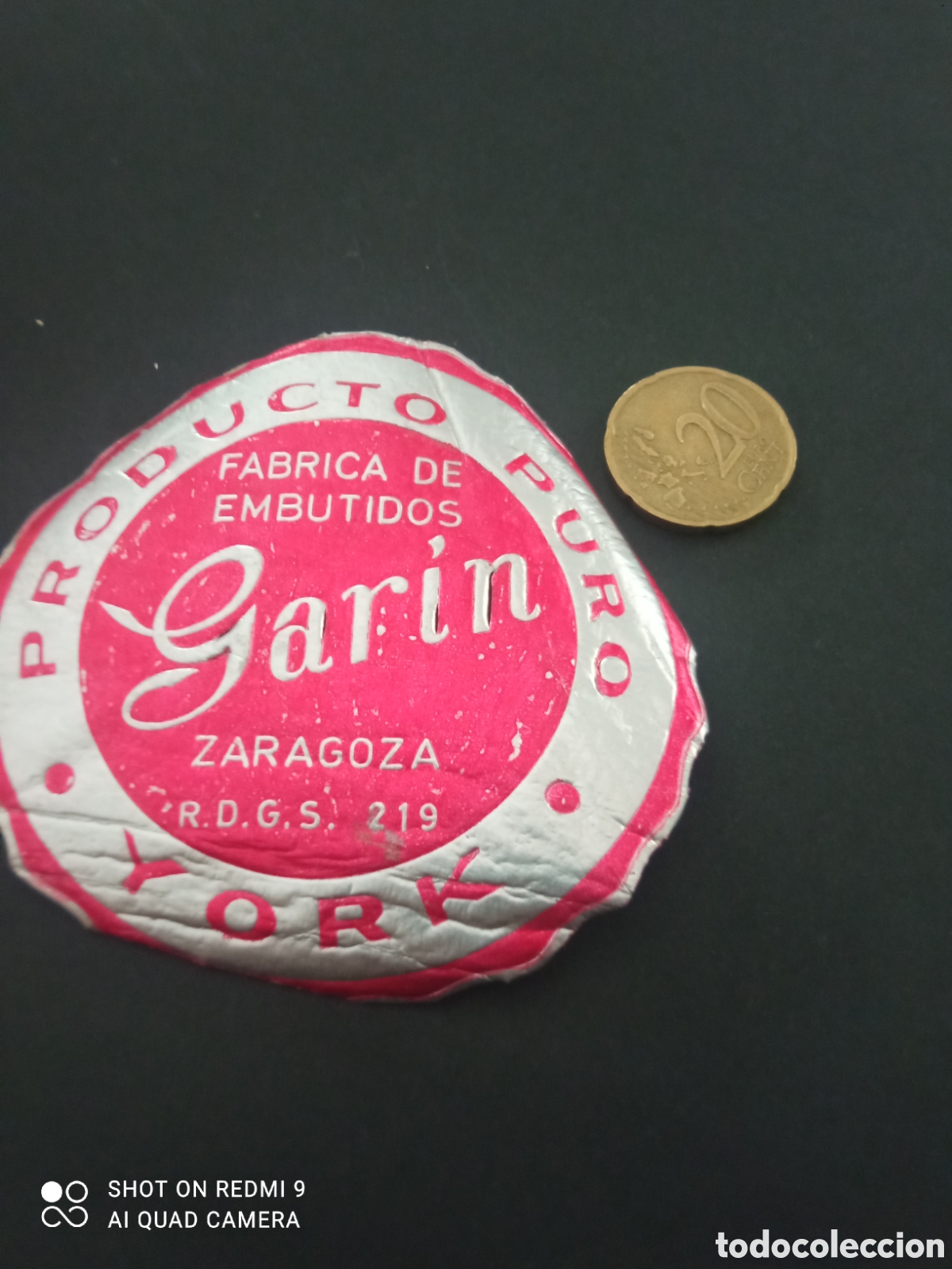 Etiquetas antiguas: Producto puro farmacia de embutidos gar&iacute;n Zaragoza York(etiquetas a&ntilde;os 50 60)