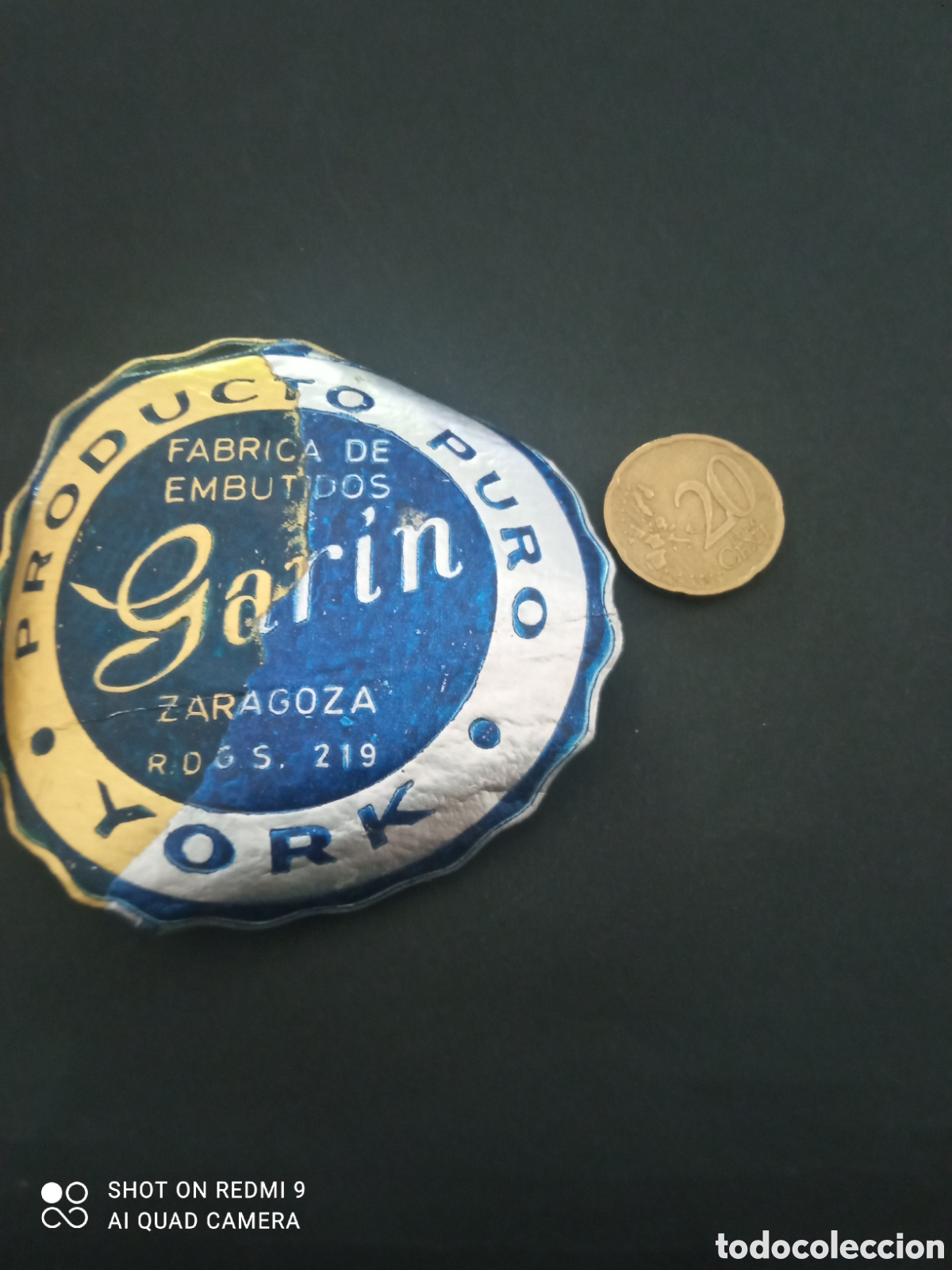 Etiquetas antiguas: Producto puro f&aacute;brica de embutidos gar&iacute;n Zaragoza York (etiquetas a&ntilde;os 50 60)