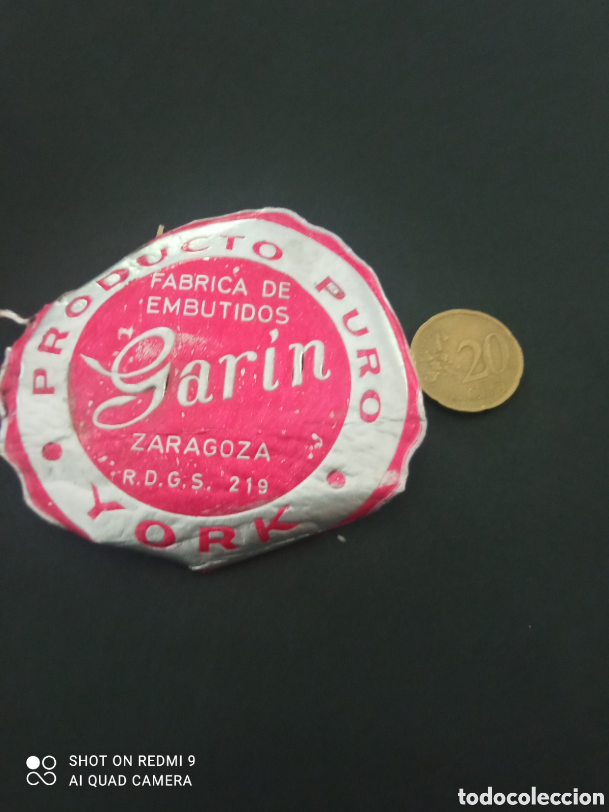 Etiquetas antiguas: Producto puro f&aacute;brica de embutidos gar&iacute;n Zaragoza York (etiquetas a&ntilde;os 50 60)