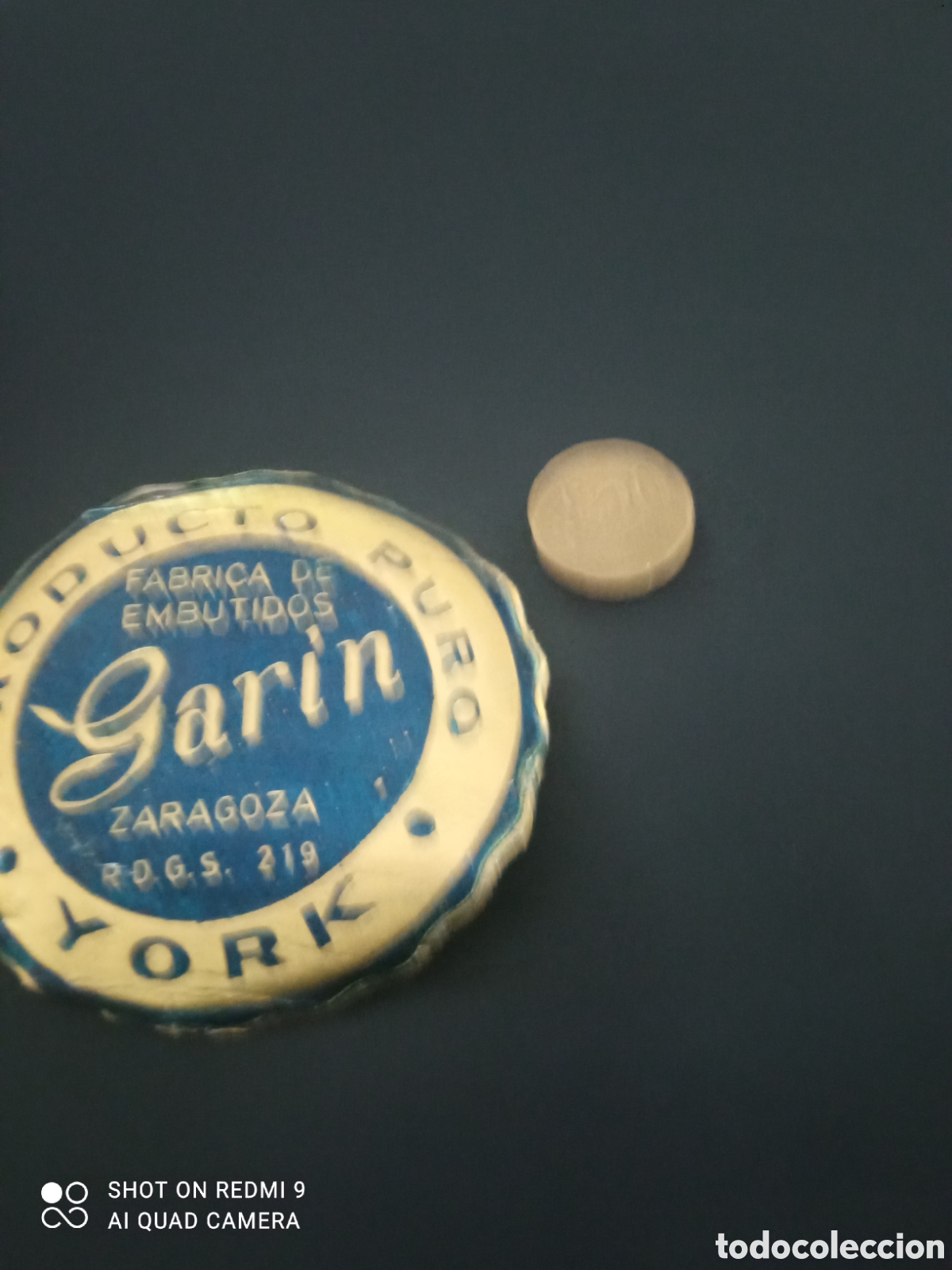Etiquetas antiguas: Producto puro f&aacute;brica de embutidos gar&iacute;n Zaragoza York (etiquetas a&ntilde;os 50 60)