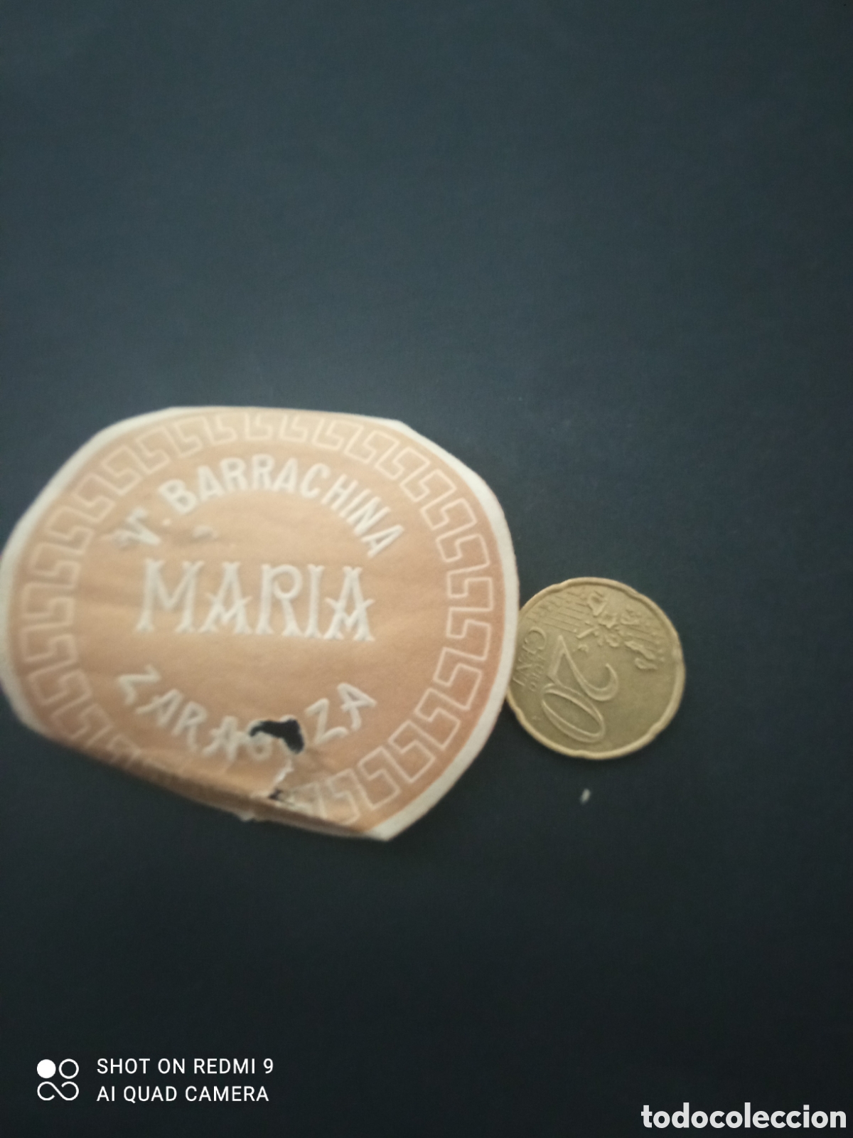 Etiquetas antiguas: Barrachina Mar&iacute;a Zaragoza (etiquetas a&ntilde;os 50 60)