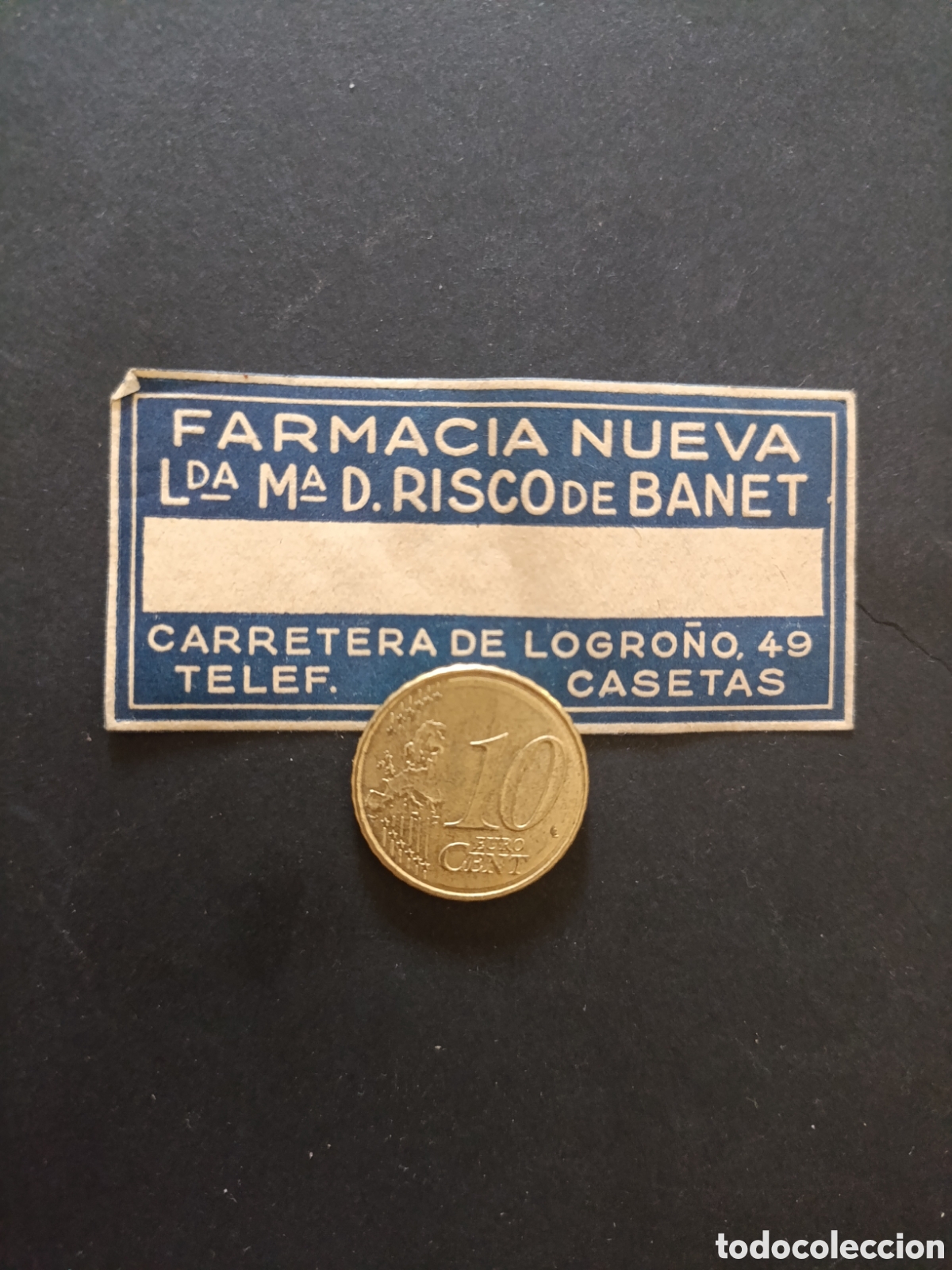 Etiquetas antiguas: FARMACIA NUEVA Ma D.RISCO LOGRO&Ntilde;O [ ETIQUETAS A&Ntilde;OS 40-50 ]