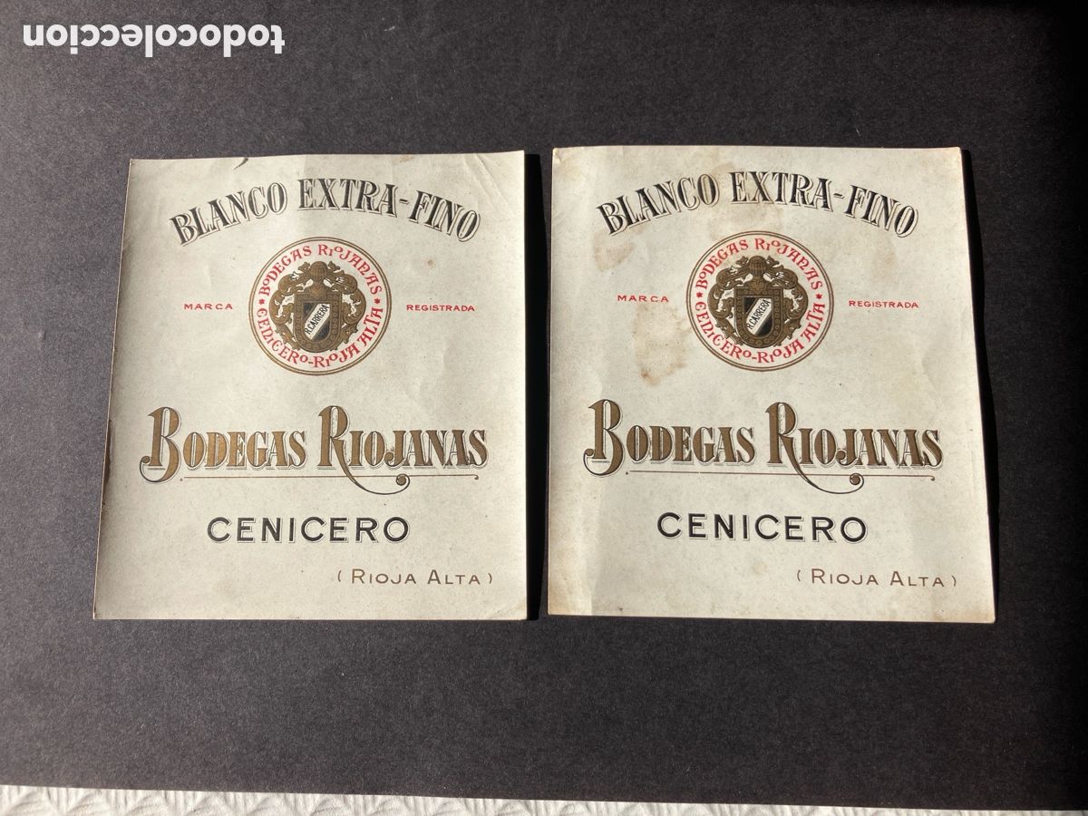Etiquetas antiguas: Etiqueta Blanco extra Fino Bodegas Riojanas Cenicero