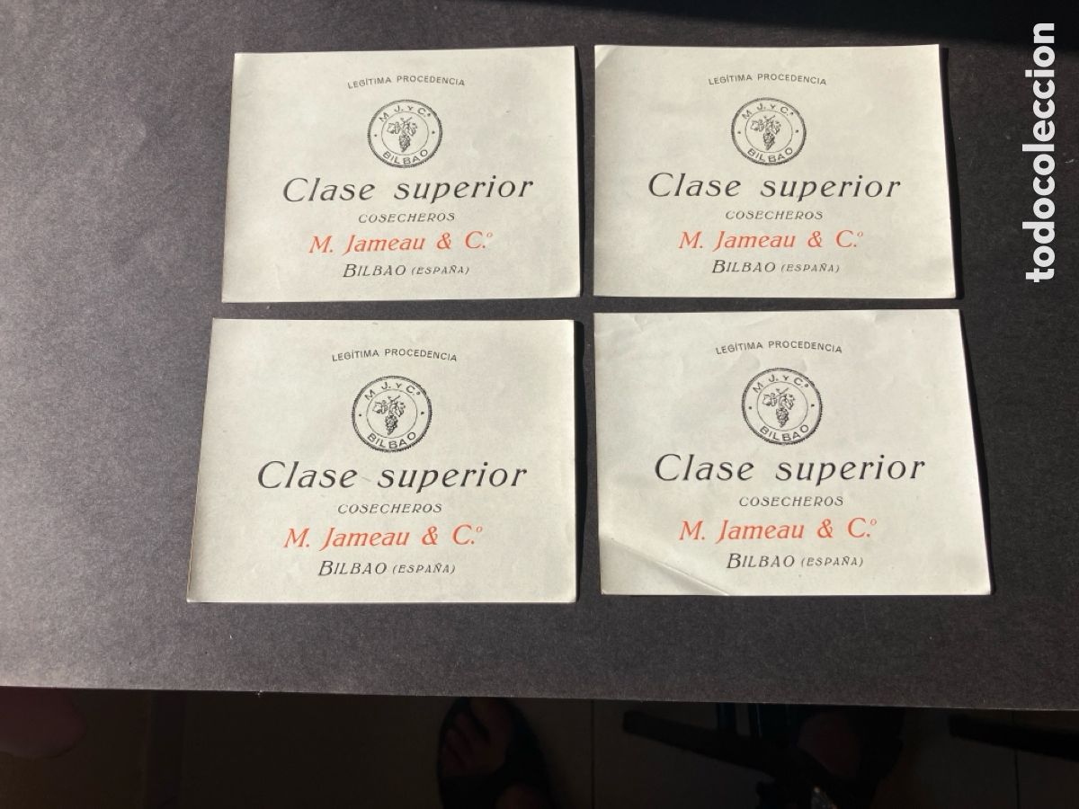 Etiquetas antiguas: Etiquetas raras Clase Superior M. Jameau & Cia Bilbao