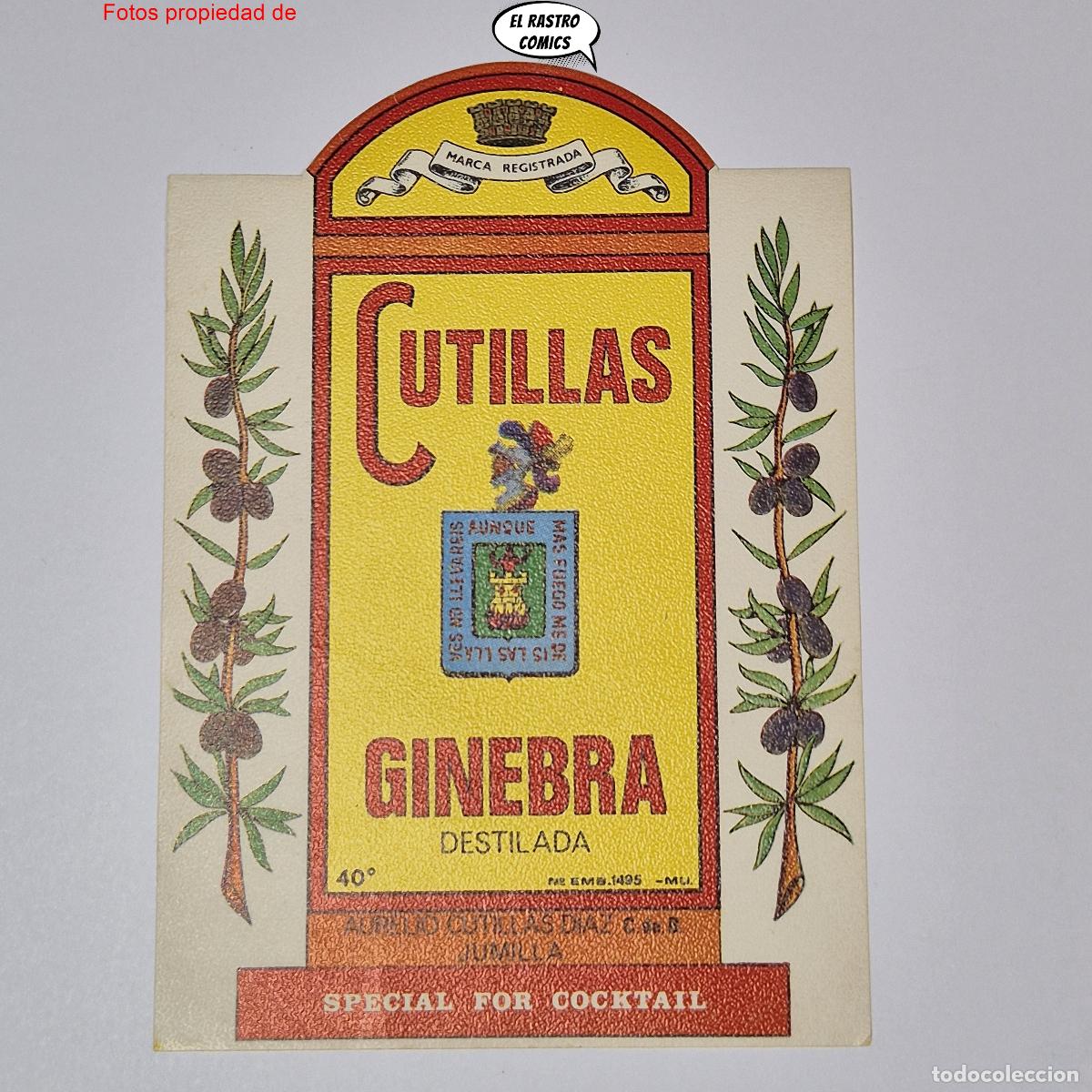 Etiquetas antiguas: Etiqueta ginebra Cutillas, Aurelio Cutillas Diaz, Jumilla