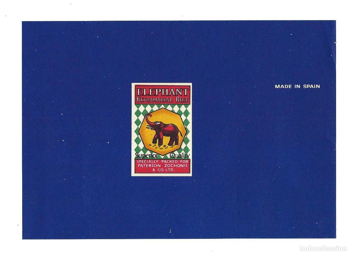 Etiquetas antiguas: ANTIGUA ETIQUETA- ELEPHANT ULTRAMARINE BLUE
