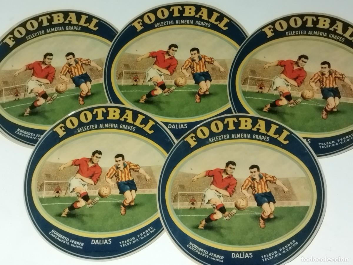 Etiquetas antiguas: Lote de 5 etiquetas de naranjas Football