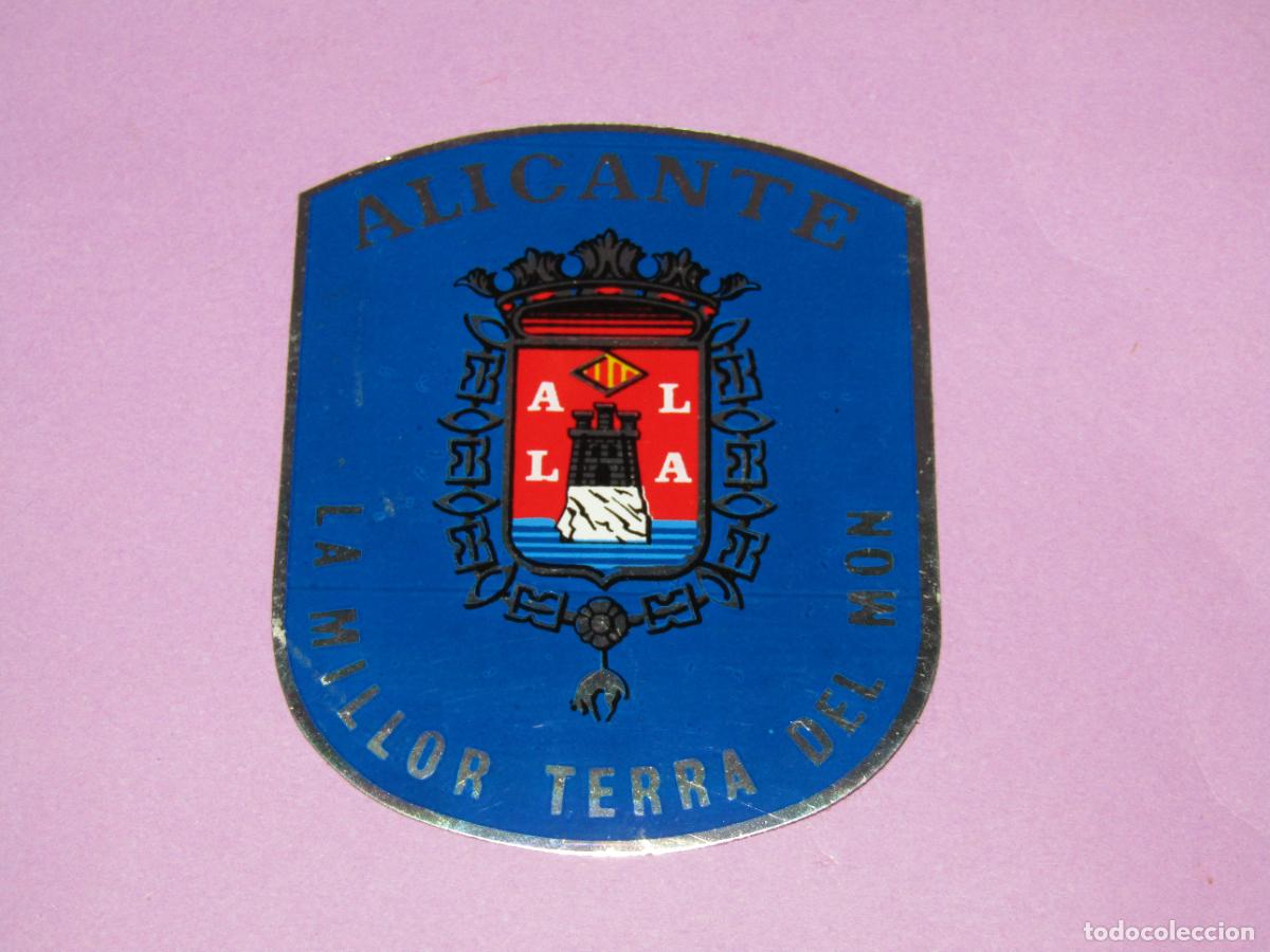 Etiquetas antiguas: Antigua Etiqueta Adhesiva Metalizada de ALICANTE - La Millor Terreta del Mon