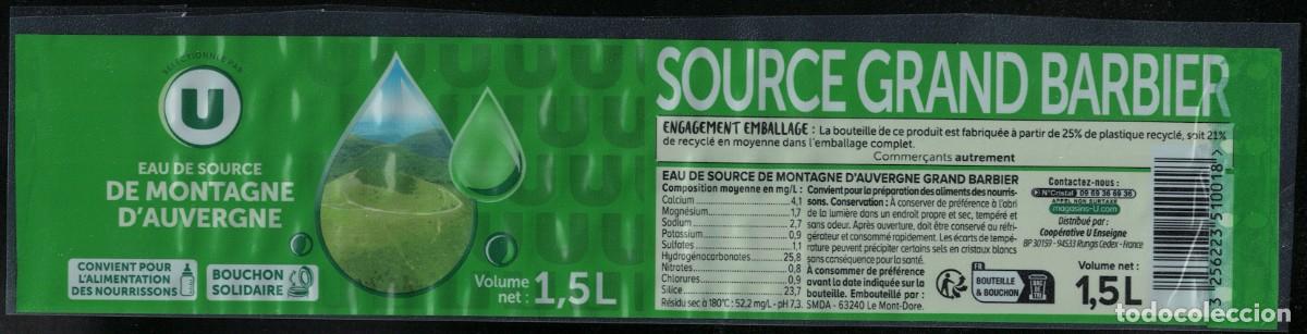Etiquetas antiguas: Francia Etiquette Eau de Source Grand Barbier Montagne Auvergne RP601