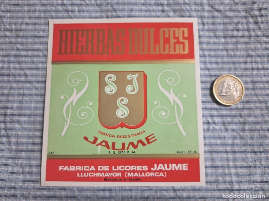 Etiquetas antiguas: Etiqueta Licores Jaume. Hierbas Dulces. Mallorca. Lluchmayor.