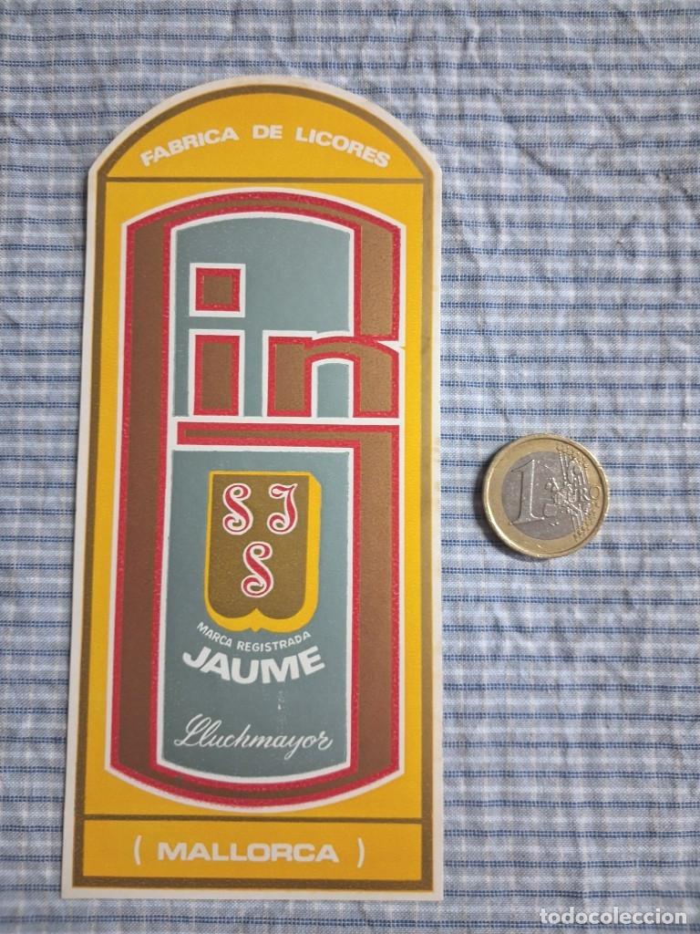 Etiquetas antiguas: Etiqueta Licores Jaume. Gin. Mallorca. Lluchmayor.