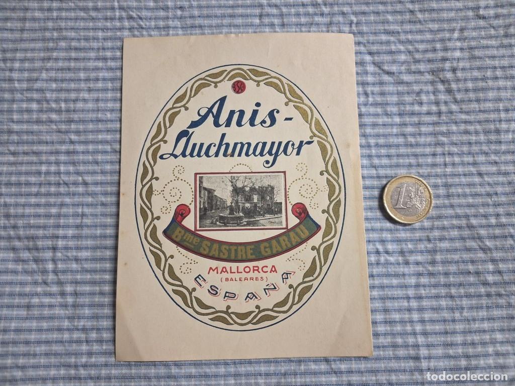 Etiquetas antiguas: Etiqueta An&iacute;s Lluchmayor. Mallorca. Bartolom&eacute; Sastre Garau.