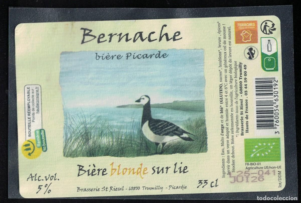 Etiquetas antiguas: Francia Etiquette Bi&egrave;re Beer Label Bi&egrave;re Picarde Bernache blonde sur lie