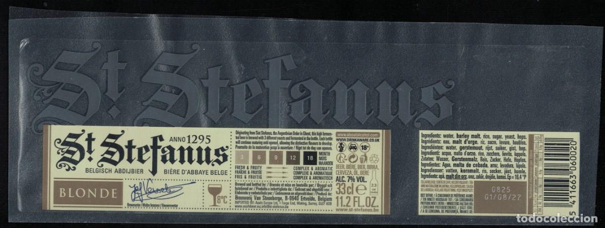 Etiquetas antiguas: Belgique Etiquette Bi&egrave;re Beer Label St Stefanus RP607