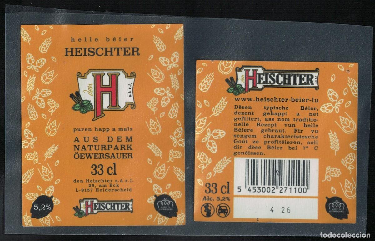 Etiquetas antiguas: Luxemburgo Lot 2 Etiquettes Bi&egrave;re Beer Labels Heischter RP614