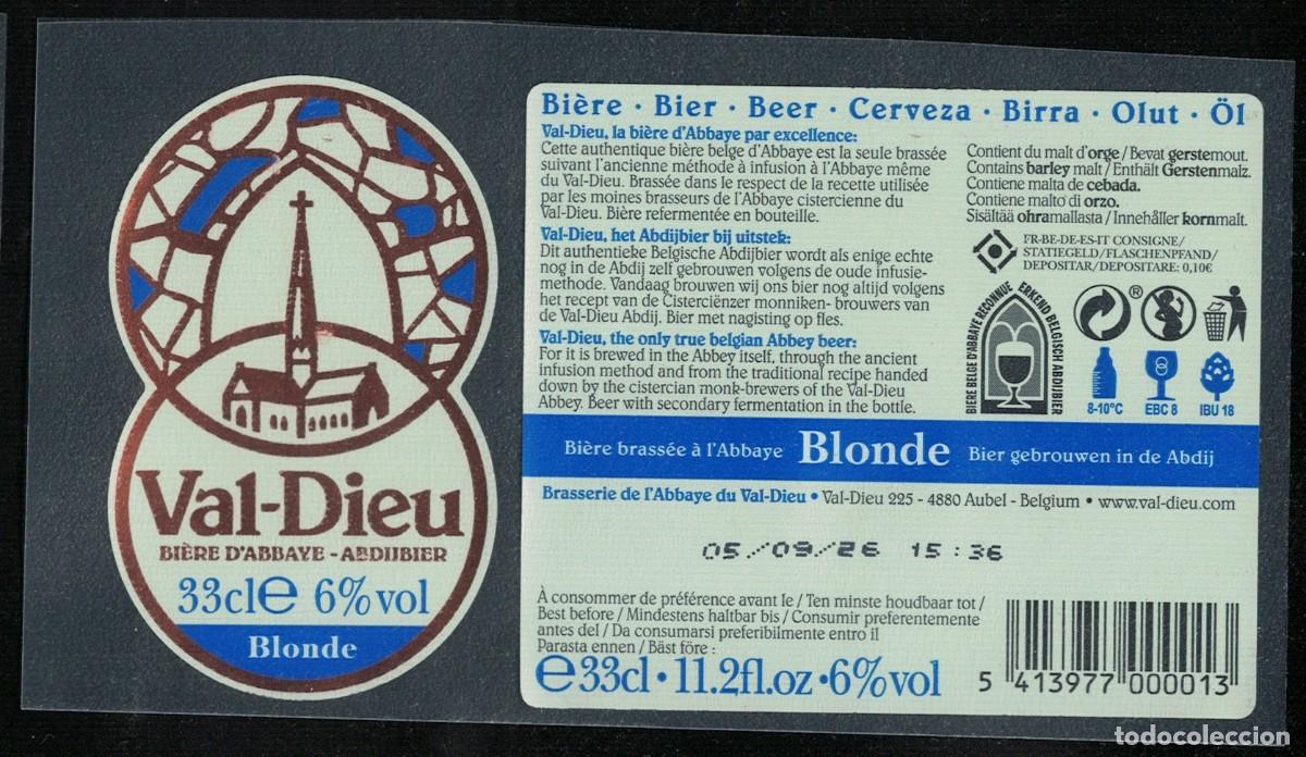 Etiquetas antiguas: Belgica Lot 2 Etiquettes Bi&egrave;re Beer Labels Val Dieu Blonde RP615