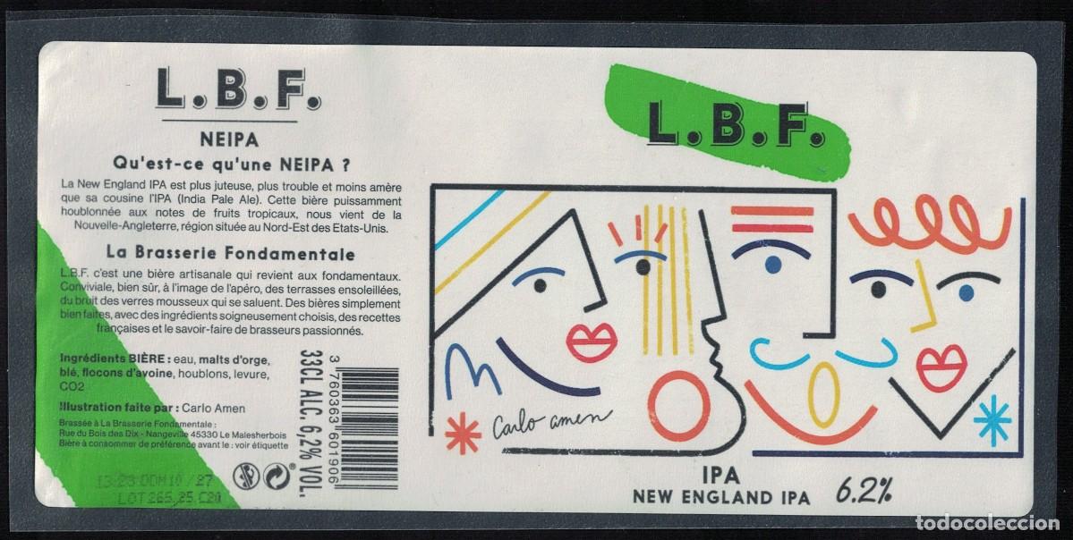 Etiquetas antiguas: Francia Etiquette Bi&egrave;re Beer Label L.B.F. La Brasserie Fondamentale Neipa RP616