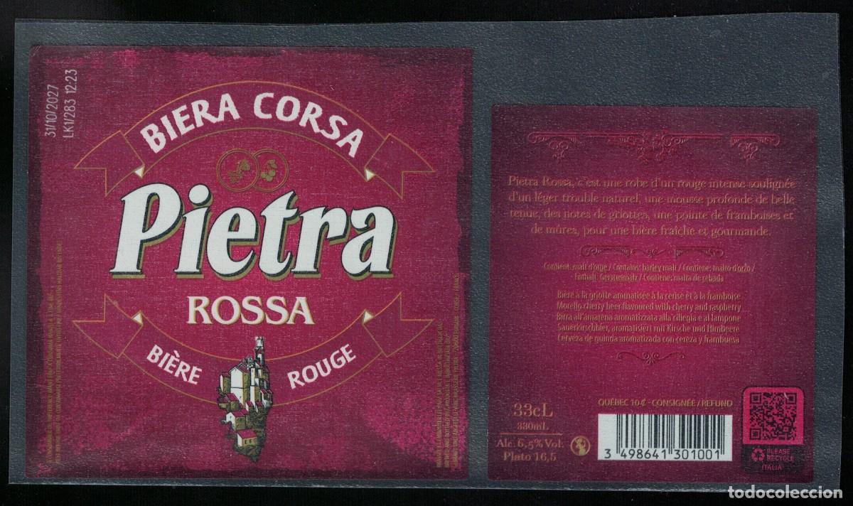 Etiquetas antiguas: Francia Lot 2 Etiquettes Bi&egrave;re Beer Labels Biera Corsa Pietra Rossa RP617