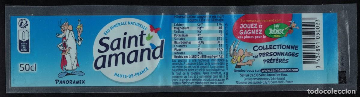 Etiquetas antiguas: Francia Etiquette Eau Min&eacute;rale Naturelle Saint Amand Panoramix 50 cl RP623