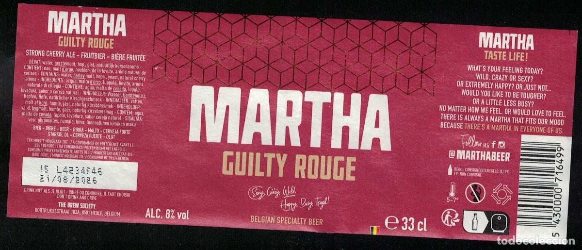 Etiquetas antiguas: Belgica Etiquette Bi&egrave;re Beer Label Martha Guilty Rouge