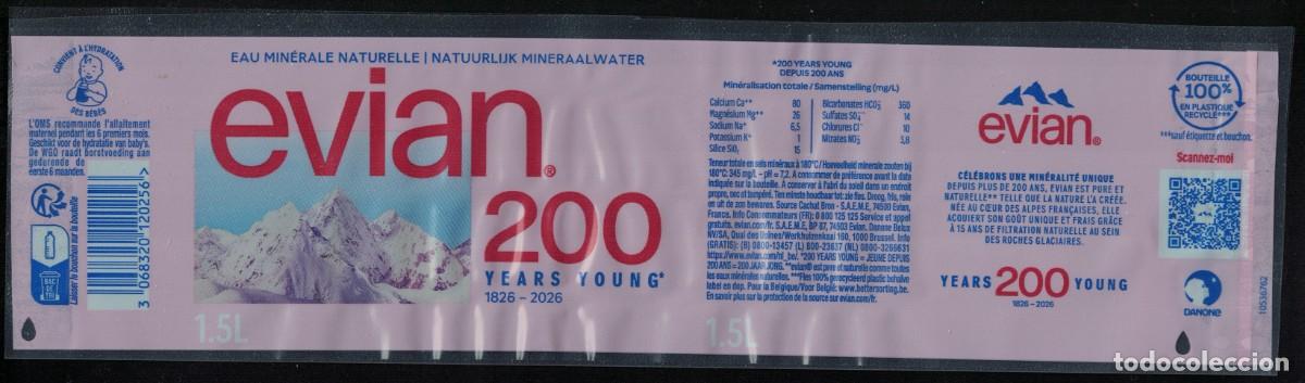 Etiquetas antiguas: Francia Etiquette Eau Min&eacute;rale Naturelle Evian 200 Years Young RP632