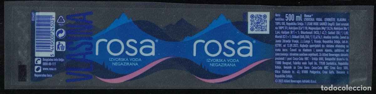 Etiquetas antiguas: Serbia Etiquette Eau Source Naturelle Rosa Lac Vlasina RP646