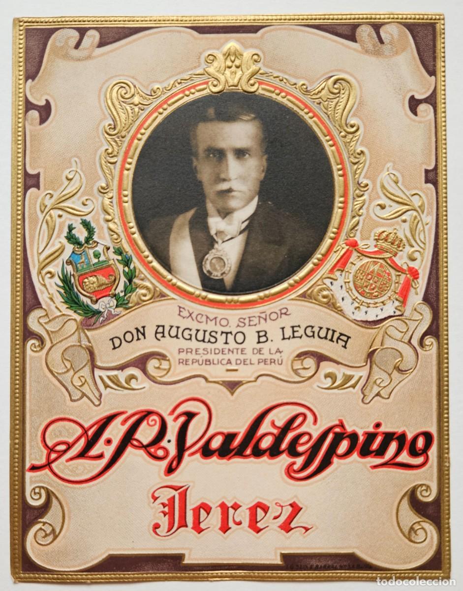 Etiquetas antiguas: Etiqueta A. R. Valdespino. Augusto B. Legu&iacute;a. Jerez de la Frontera.