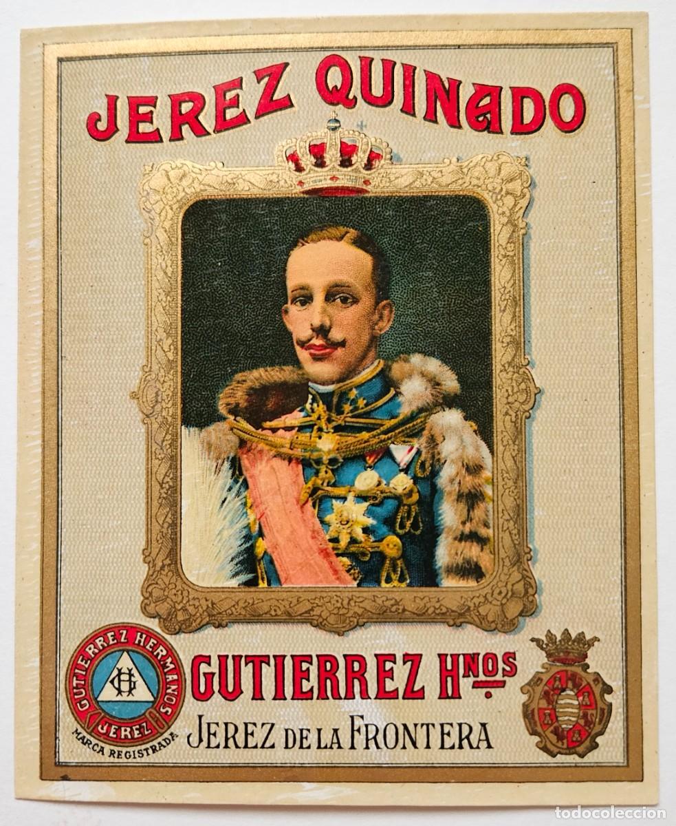Etiquetas antiguas: Etiqueta Jerez Quinado Guti&eacute;rrez Hermanos. Jerez de la Frontera