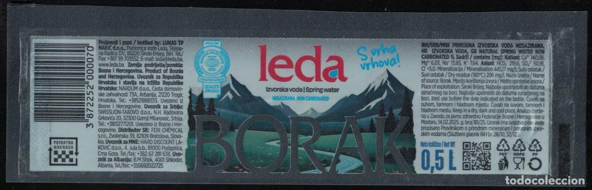 Etiquetas antiguas: Bosnia y Herzegovina Etiquette Eau Source Leda Borak RP649