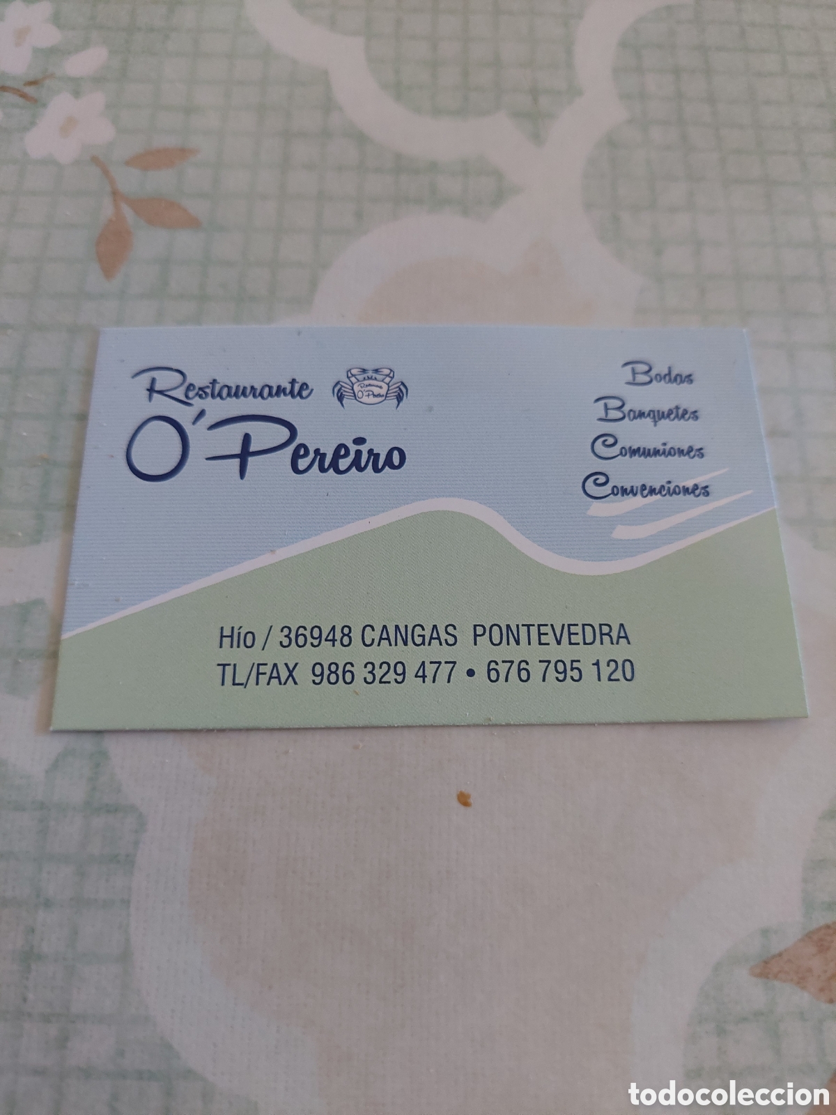 Etiquetas antiguas: TARJETA RESTAURANTES O.PEREIRO CANGAS DE MORAZO PONTEVEDRA