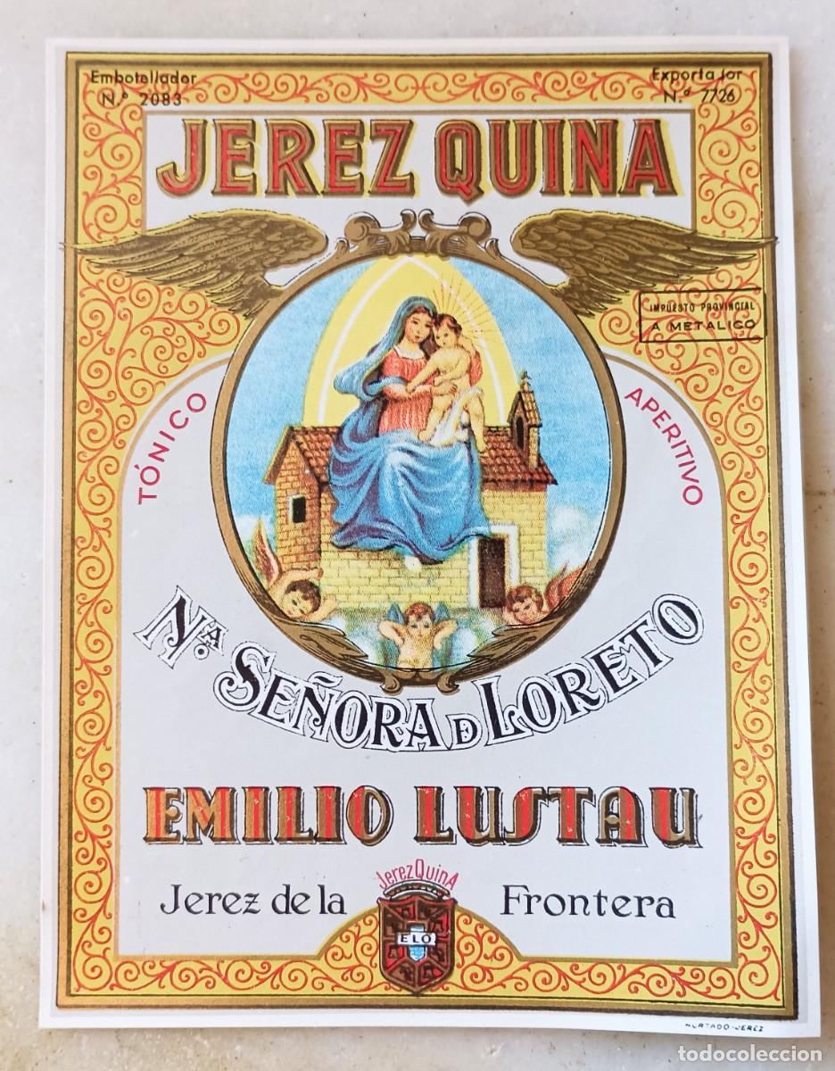 Etiquetas antiguas: Etiqueta vino jerez quina Loreto lustau virgen